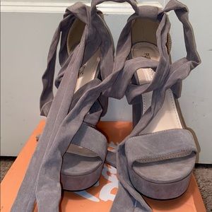 Public desire gray tie sandal